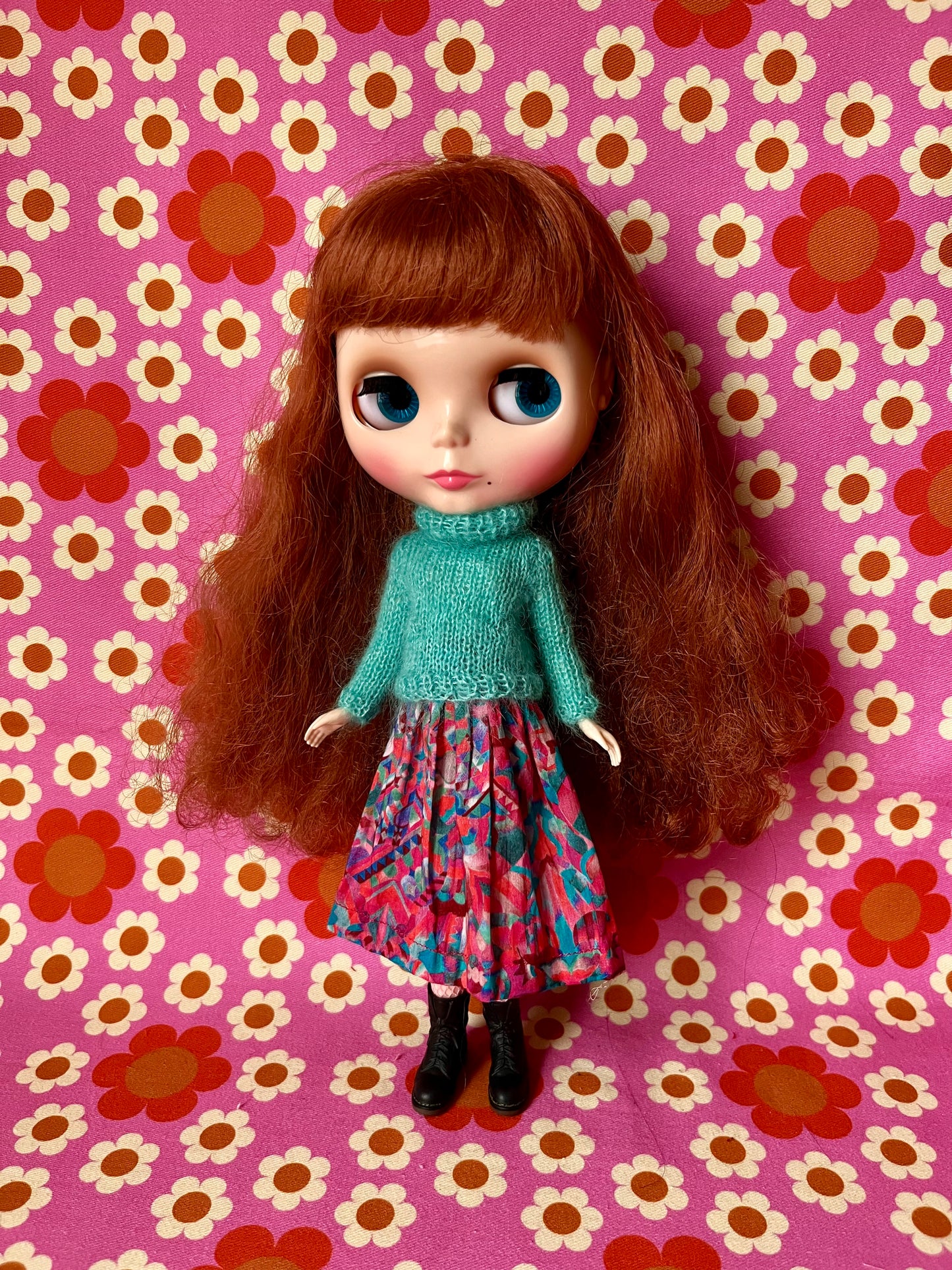 Liberty Skirt & Mohair Sweater Set for Blythe Doll
