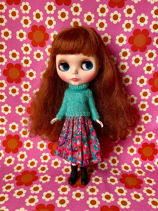 Liberty Skirt & Mohair Sweater Set for Blythe Doll