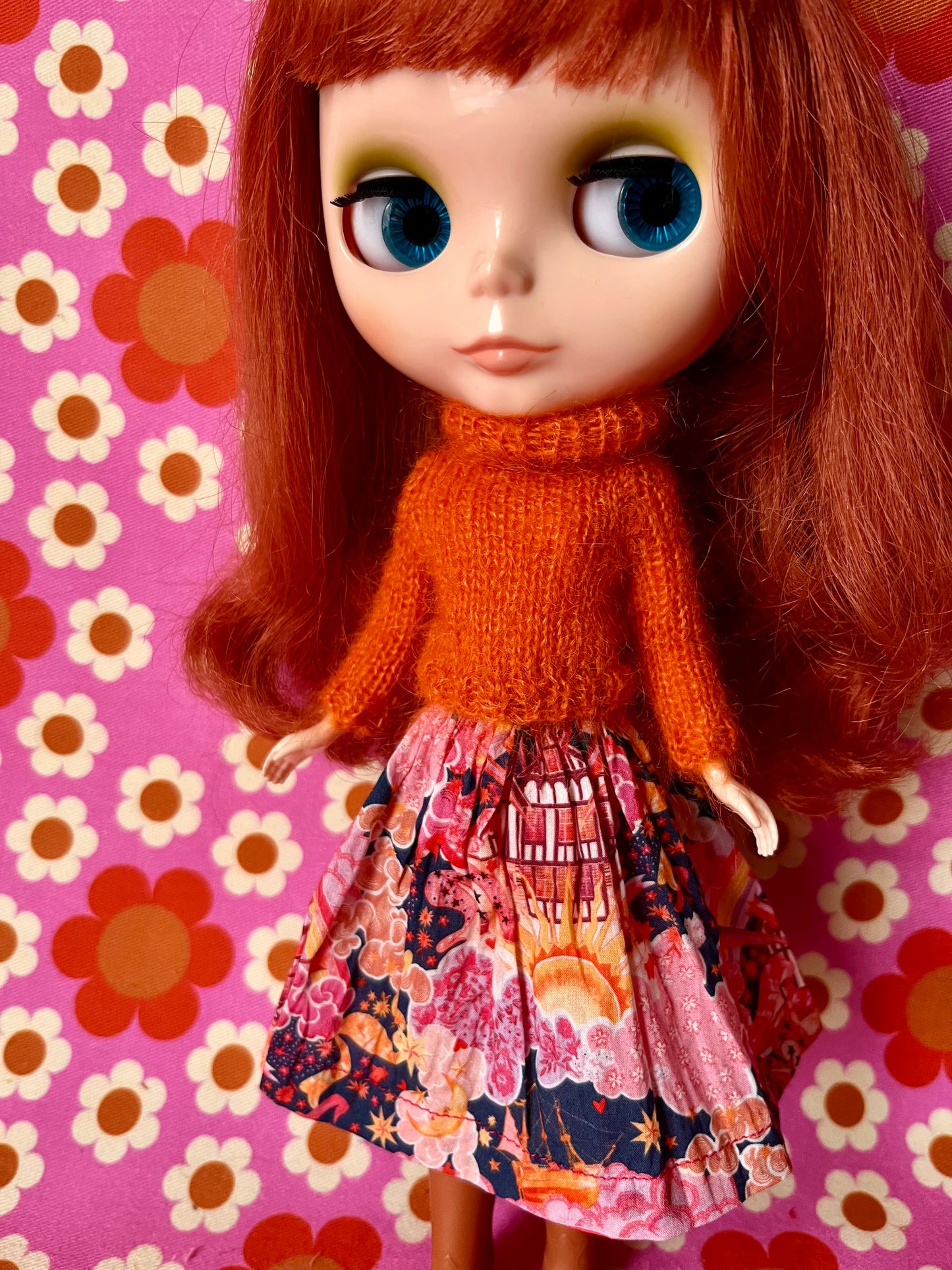 Liberty Skirt & Mohair Sweater Set for Blythe Doll