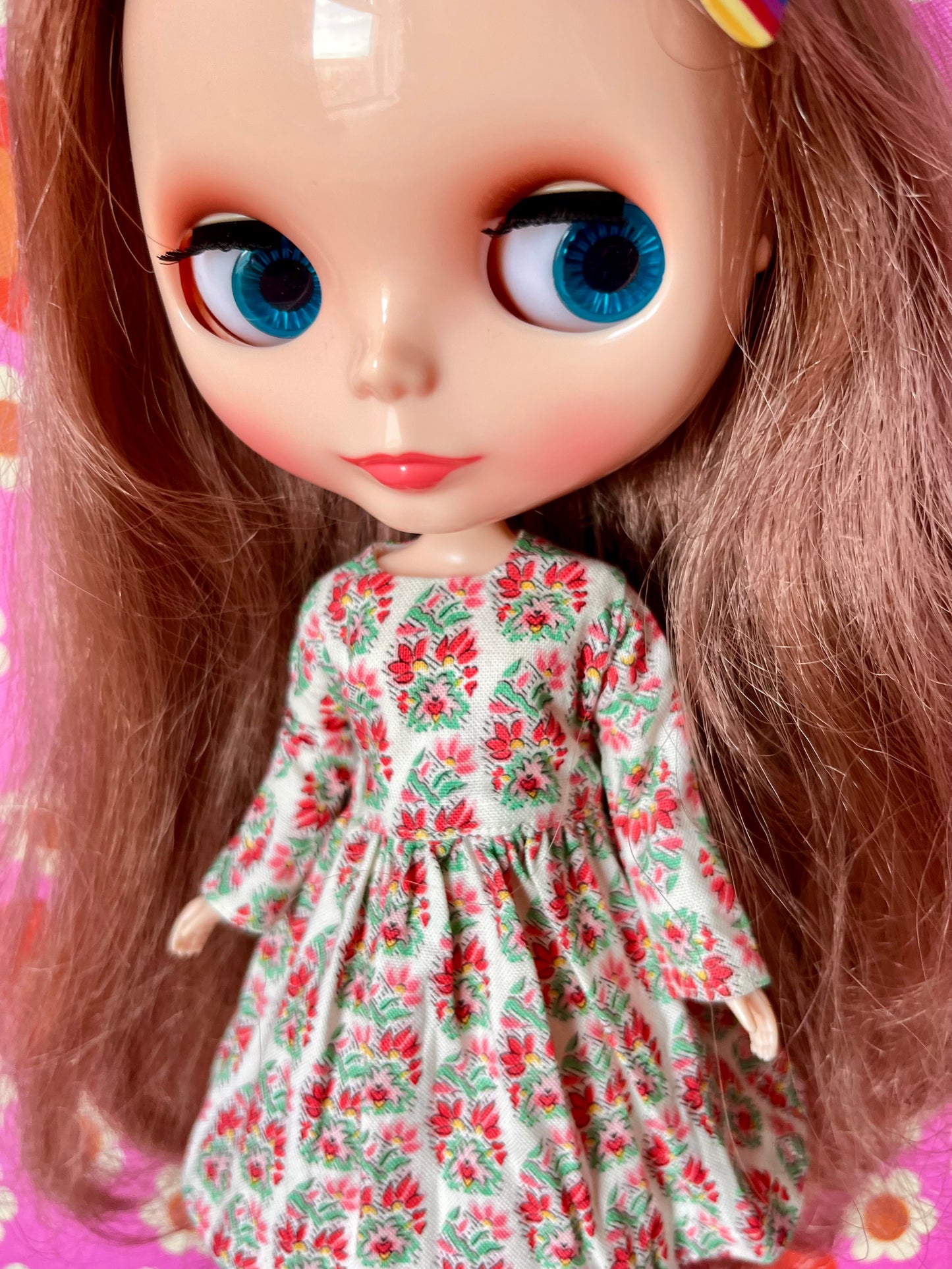 Liberty Pink Motif Valentine Dress for Blythe Doll