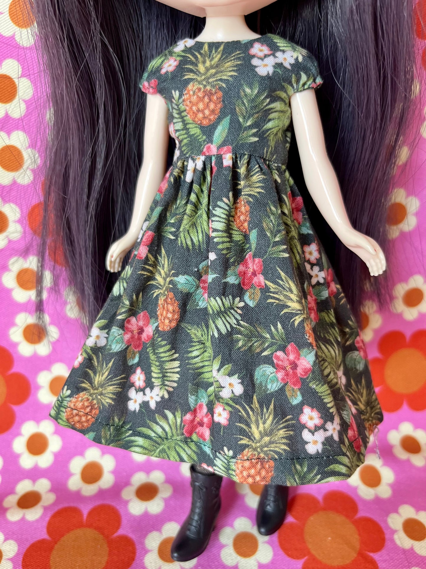 Pineapple Summer Cap Sleeve Dress for Blythe Doll