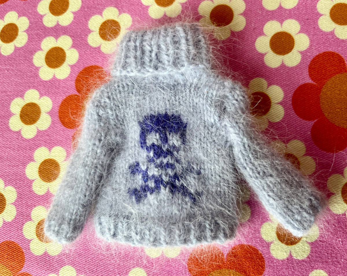 Halloween Fluffy Lilac Sweater Purple Skull