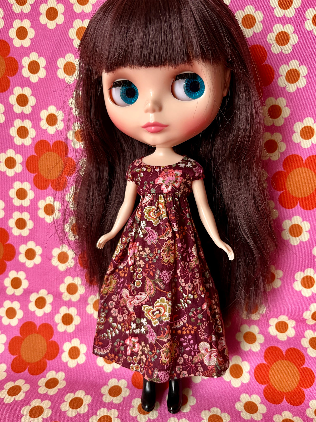 Goth Austen Liberty Regency Dress for Blythe Doll Burdundy Butterfly