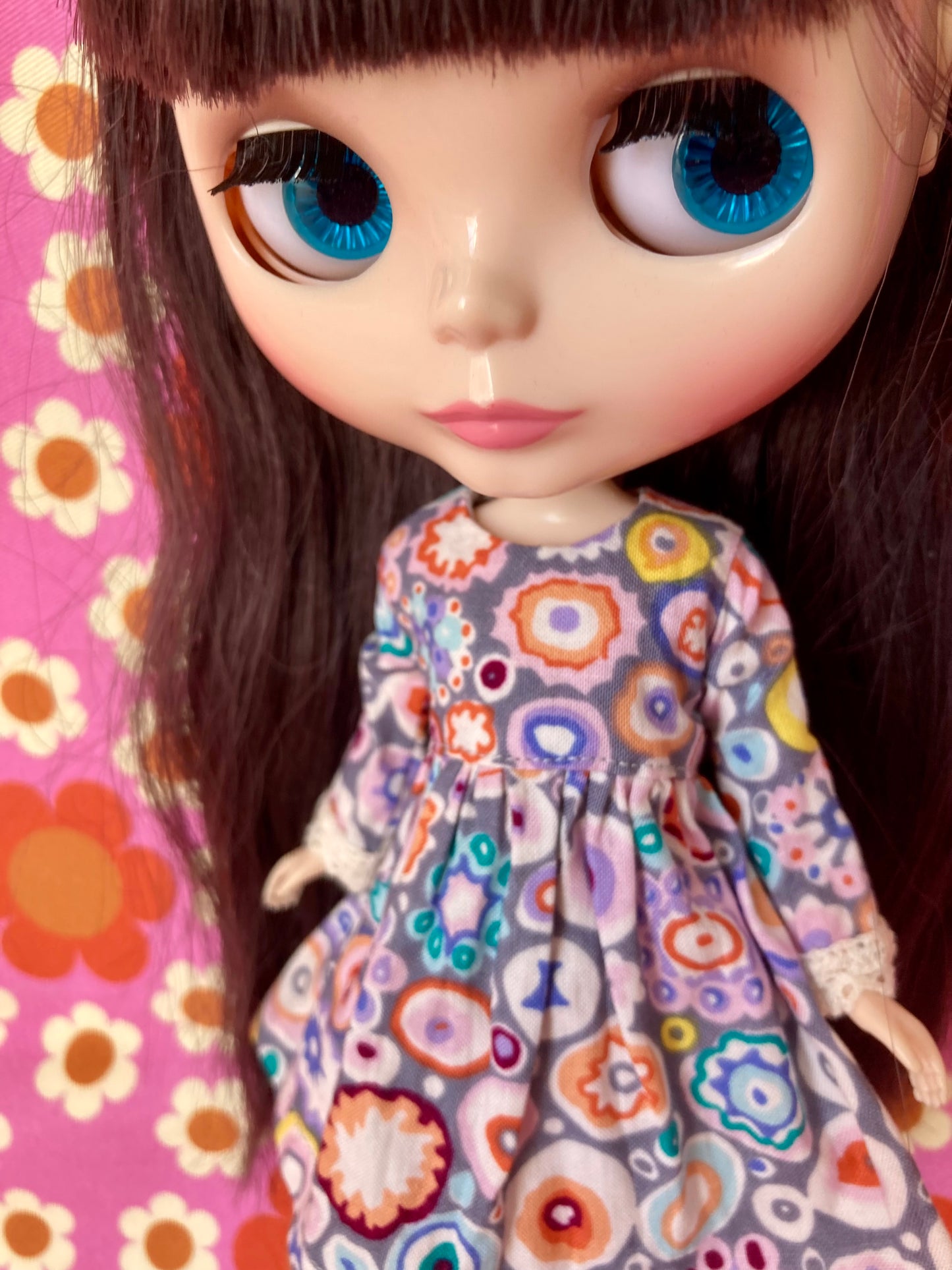 Paperweight Grey Long Sleeve Dress for Blythe Doll