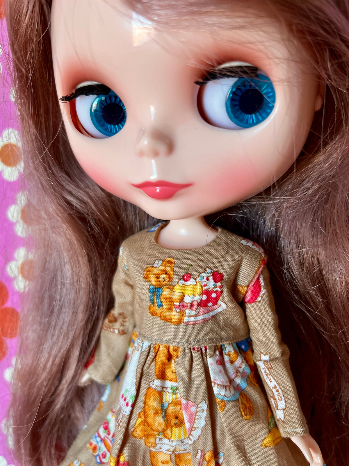 Teddy Bear Long Sleeve Dress for Blythe Doll