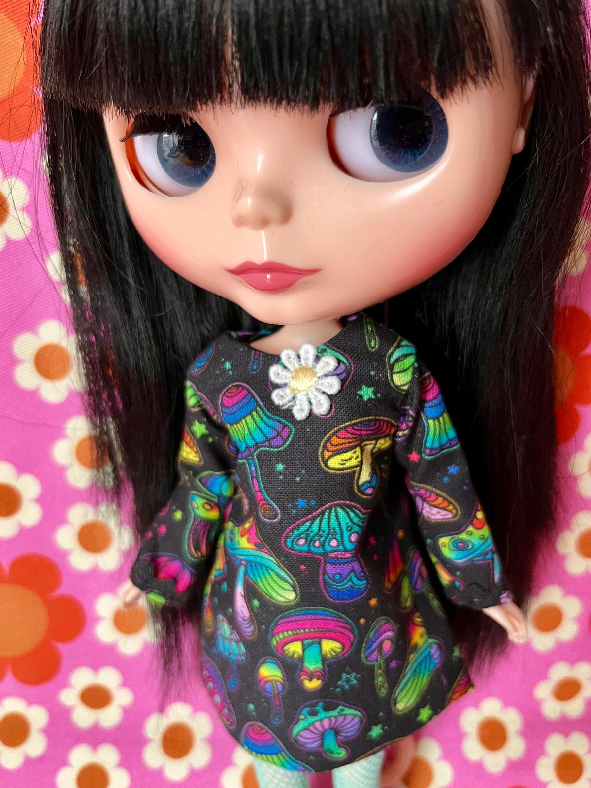 Mushroom Print Mod Shift dress with Sleeves