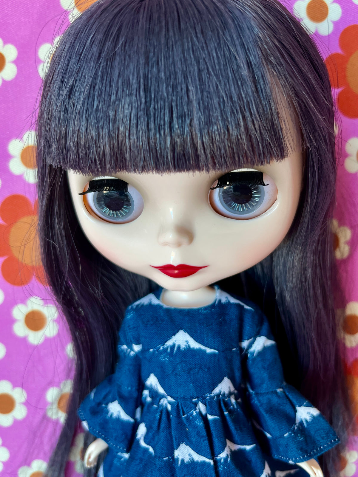 Hokusai Frill Sleeve Long Dress for Blythe Doll