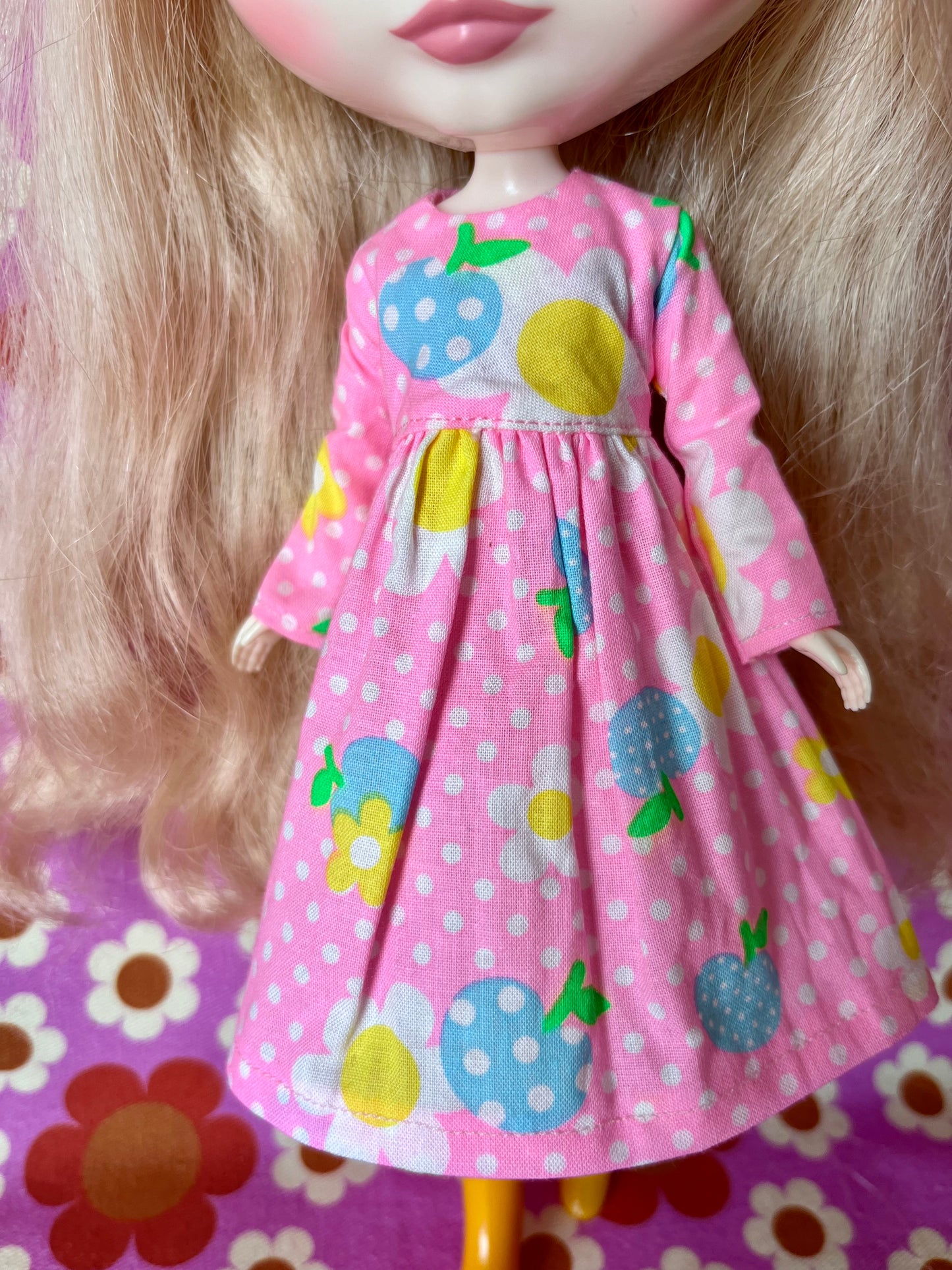 Pink Daisy Long Sleeve Dress for Blythe Doll