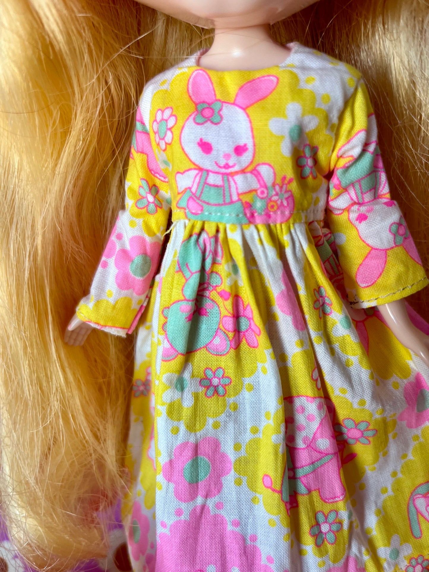 Yellow Easter Bunny Dress for Blythe Doll.