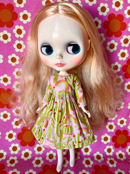 Cactus Landscape Long Sleeve Dress for Blythe Doll