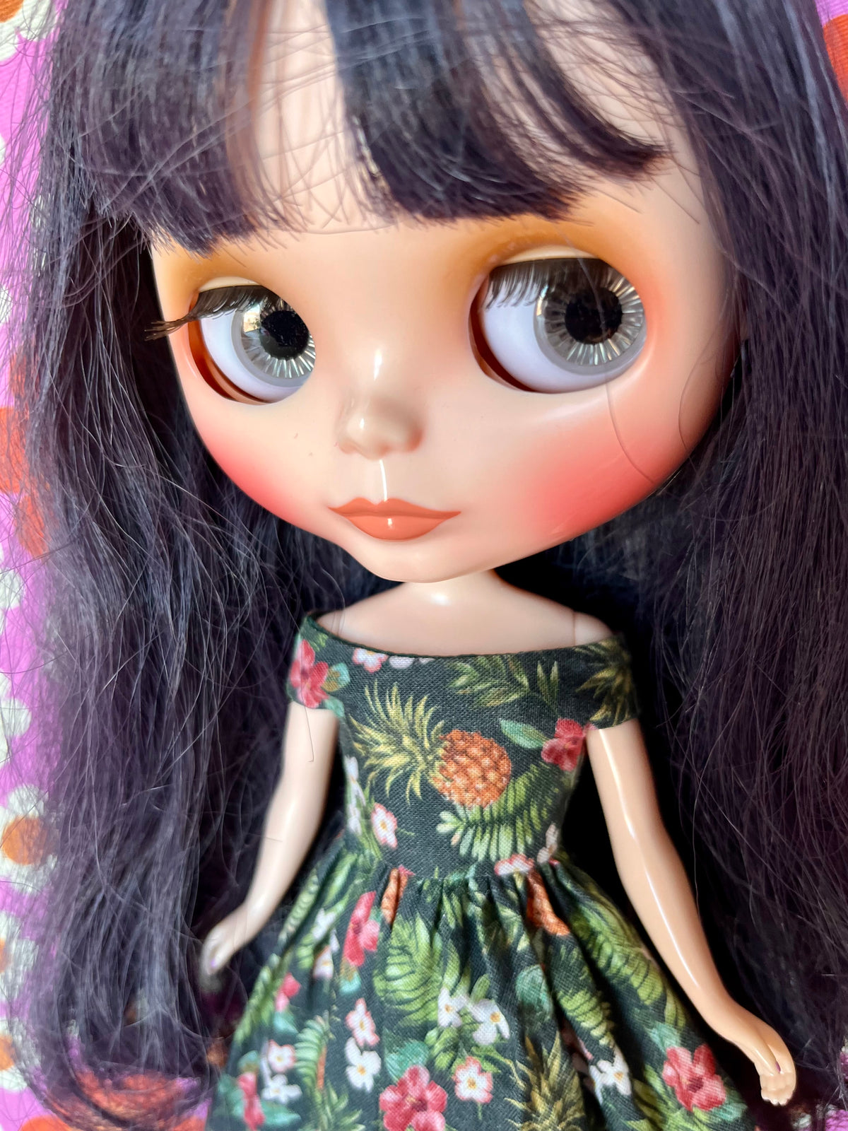 Pineapple Off shoulder Brigitte Dress for Blythe Doll