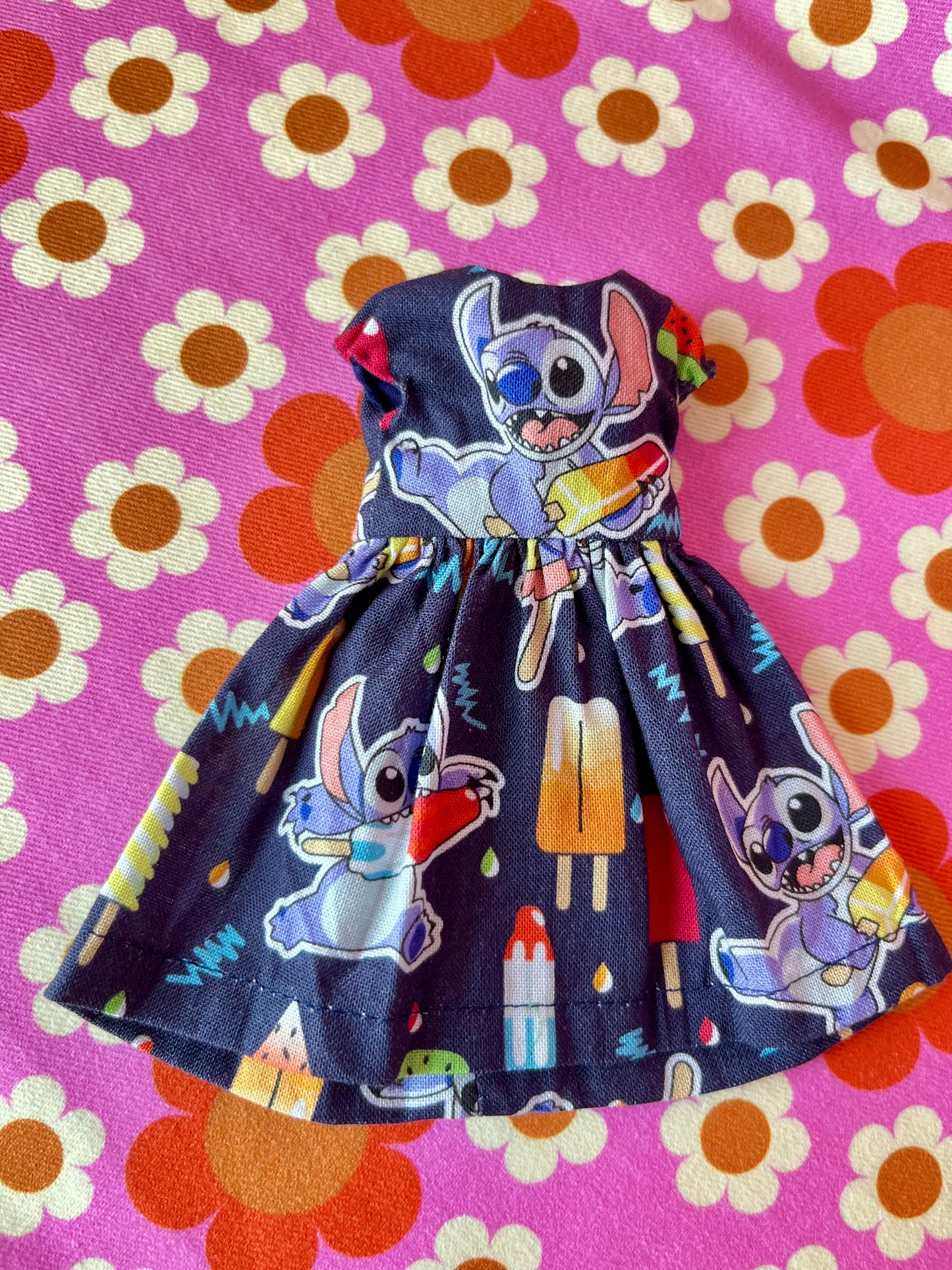 Stitch Summer Cap Sleeve Dress for Blythe Doll