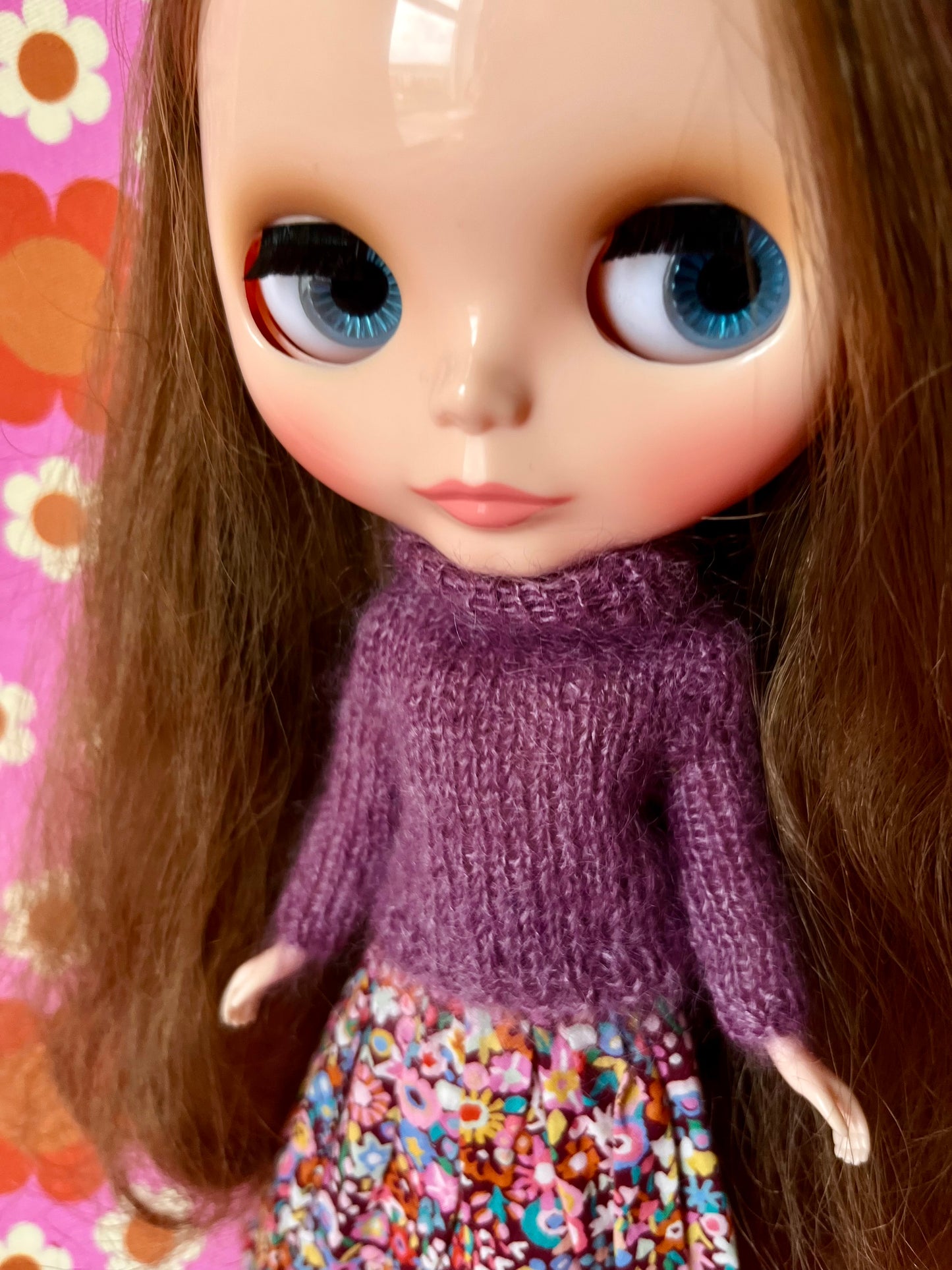 Liberty Skirt & Mohair Sweater Set for Blythe Doll