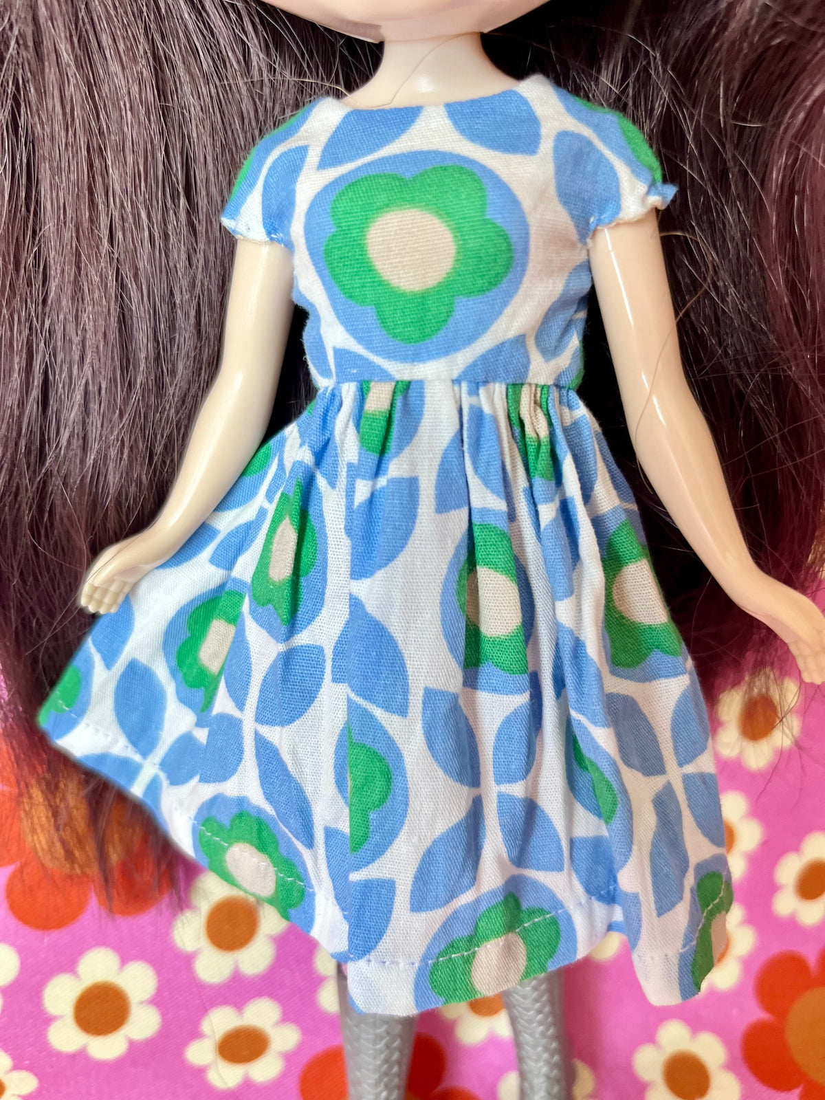 Blue Mod Summer Cap Sleeve Dress for Blythe Doll