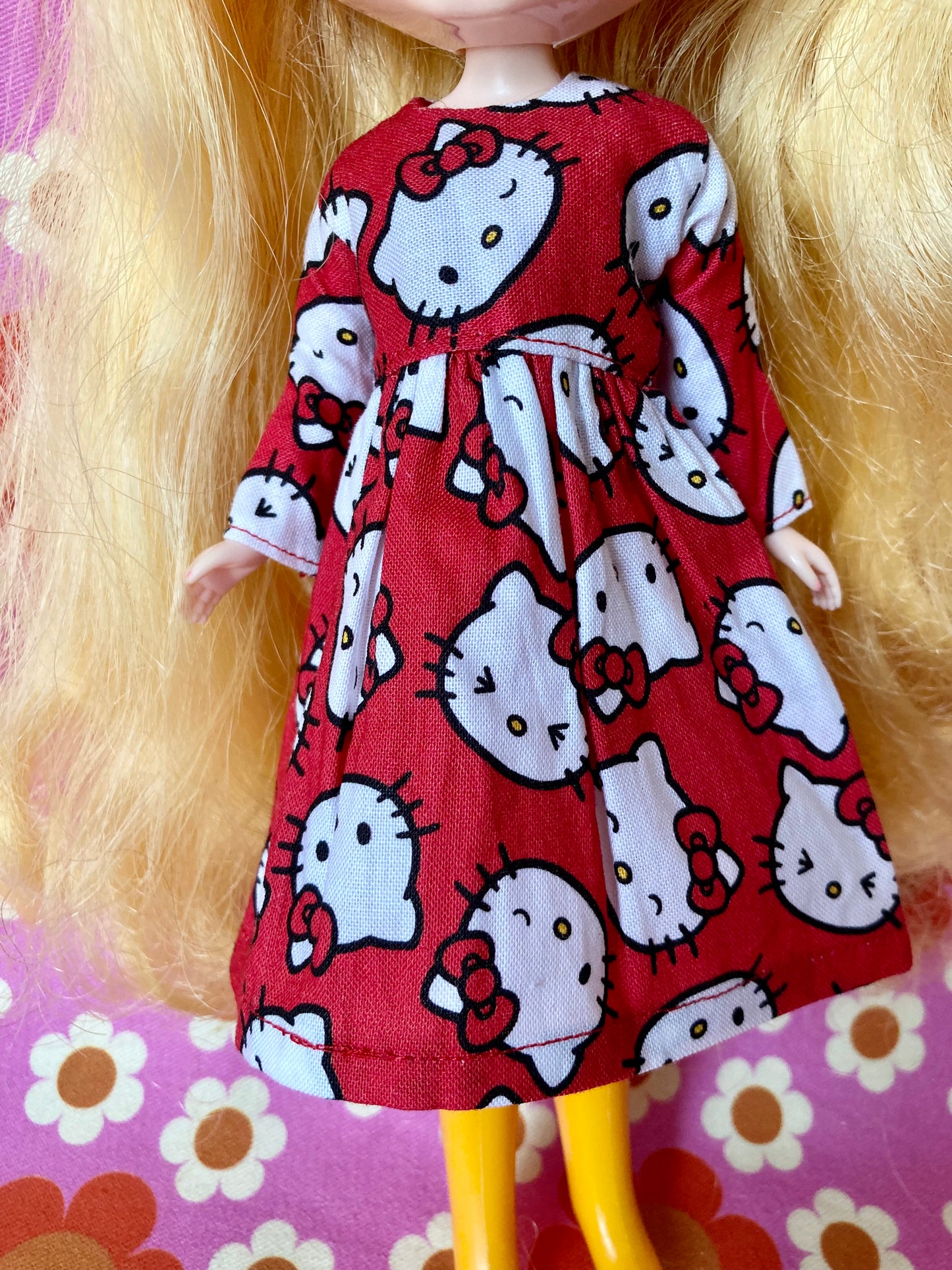Cute Sanrio Hello Kitty Japanese Print Dress for Blythe Doll