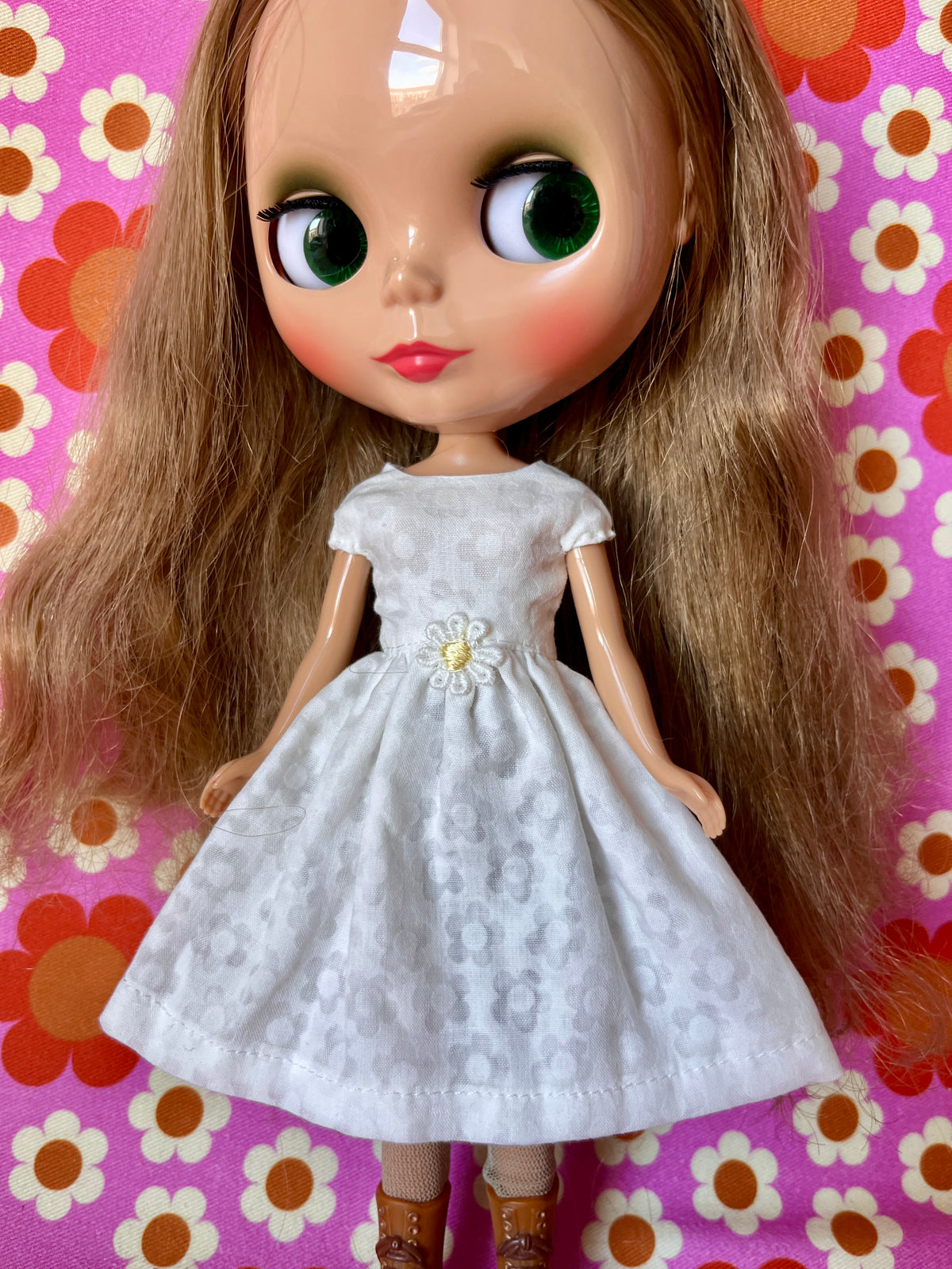 Daisy Cap Sleeve Dress for Blythe Doll (Yellow Daisy)