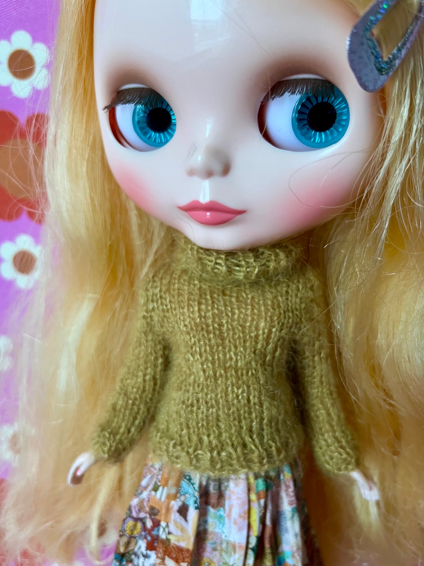 Liberty Skirt & Mohair Sweater Set for Blythe Doll