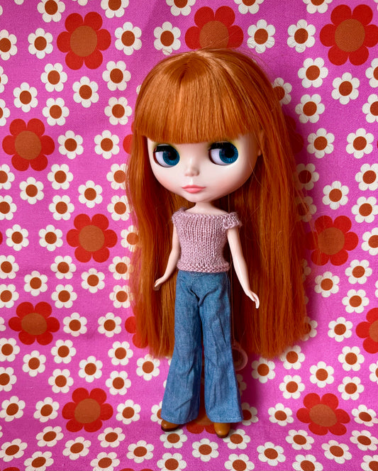 Jeans Blue Denim Flared Trousers for Blythe Doll