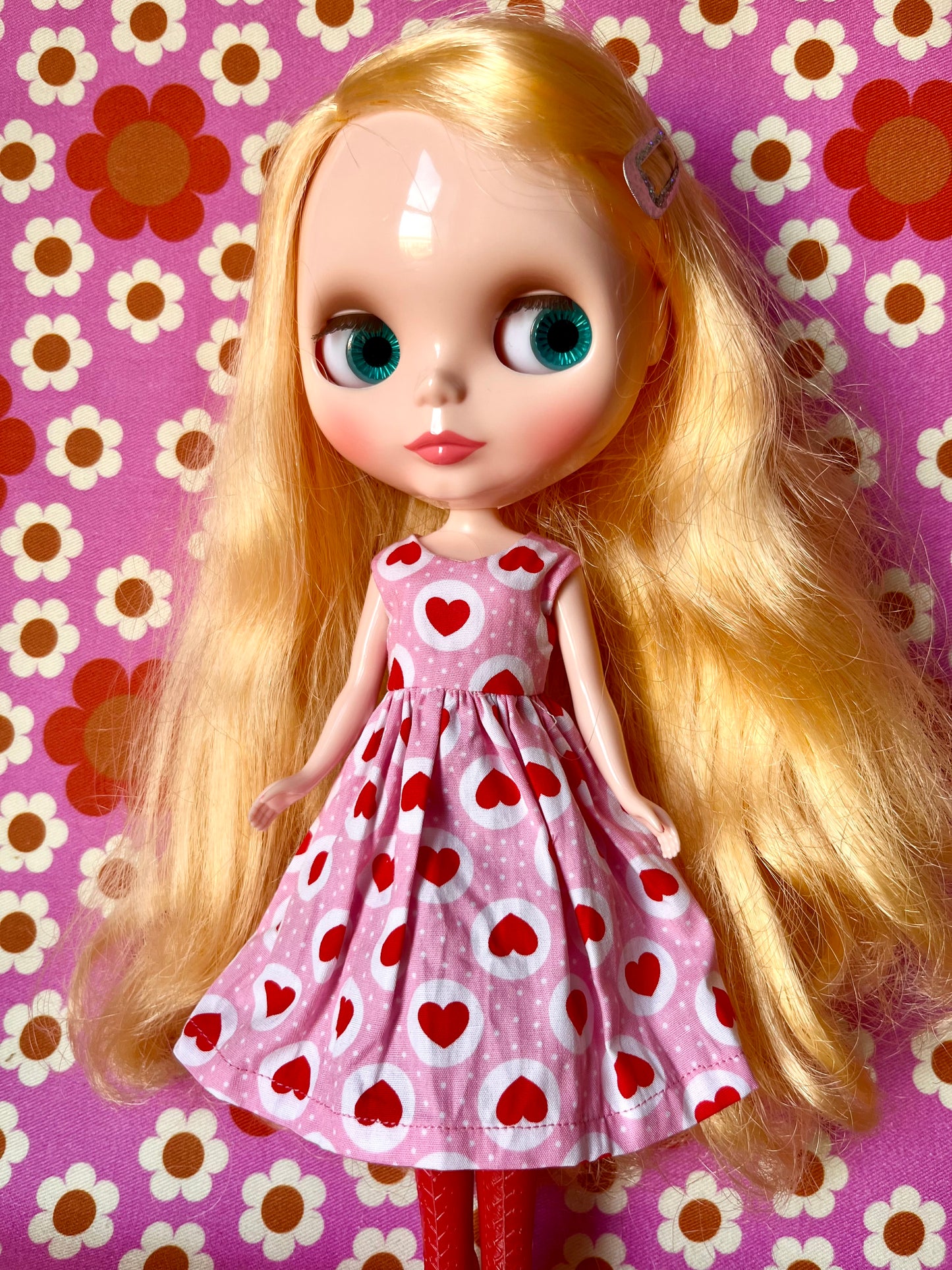 Pink & Red Heart Dress & Cardigan for Blythe Doll