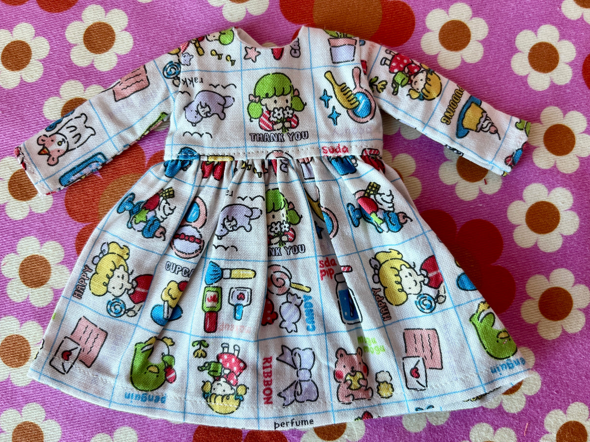 Cute Japanese Print Happy Thank You Dress for Blythe Doll