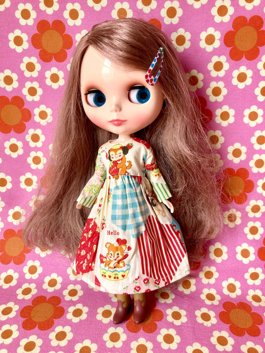 Strawberry Love Dog Dress for Blythe Doll