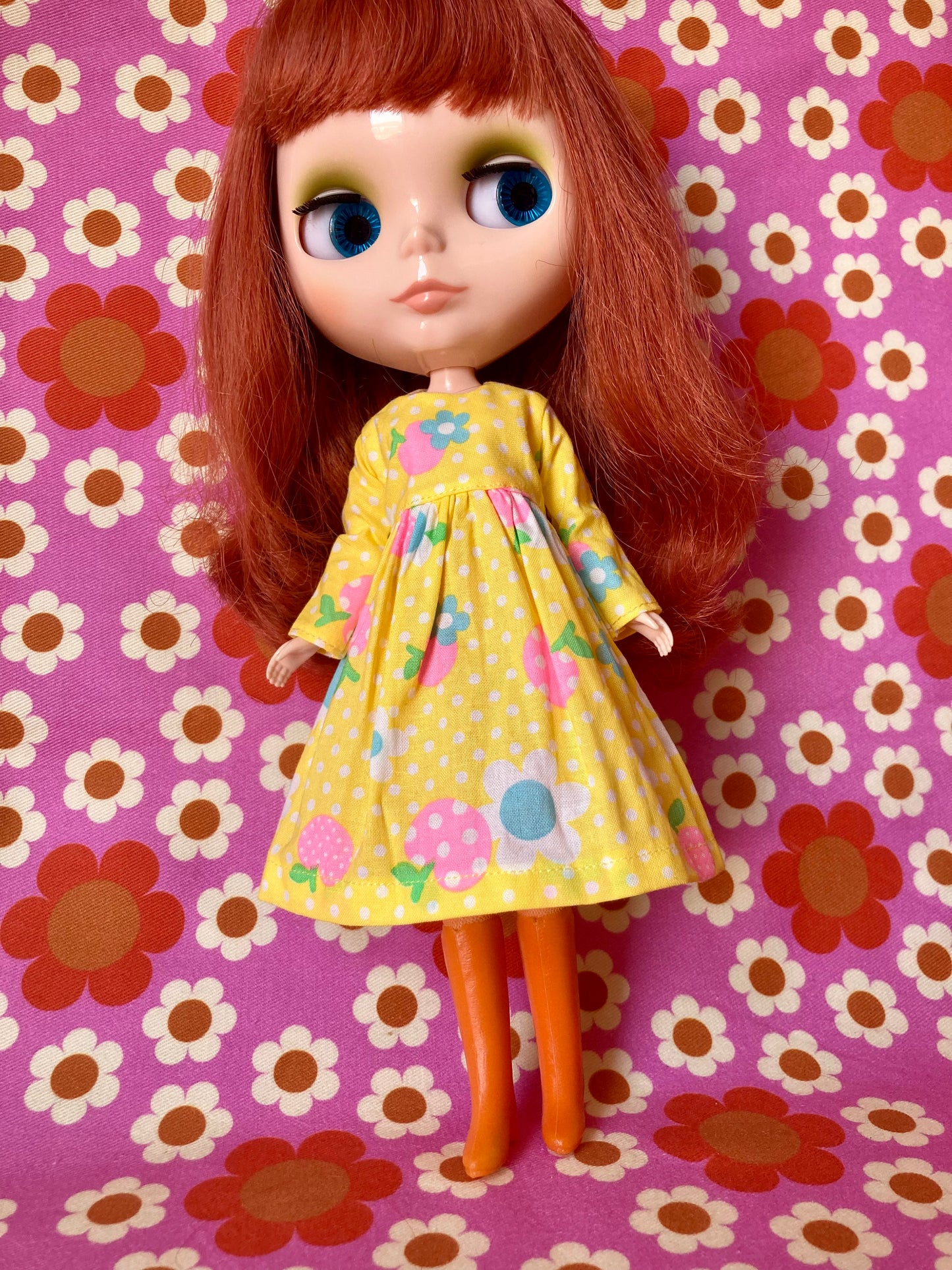 Yellow Daisy Long Sleeve Dress for Blythe Dollar