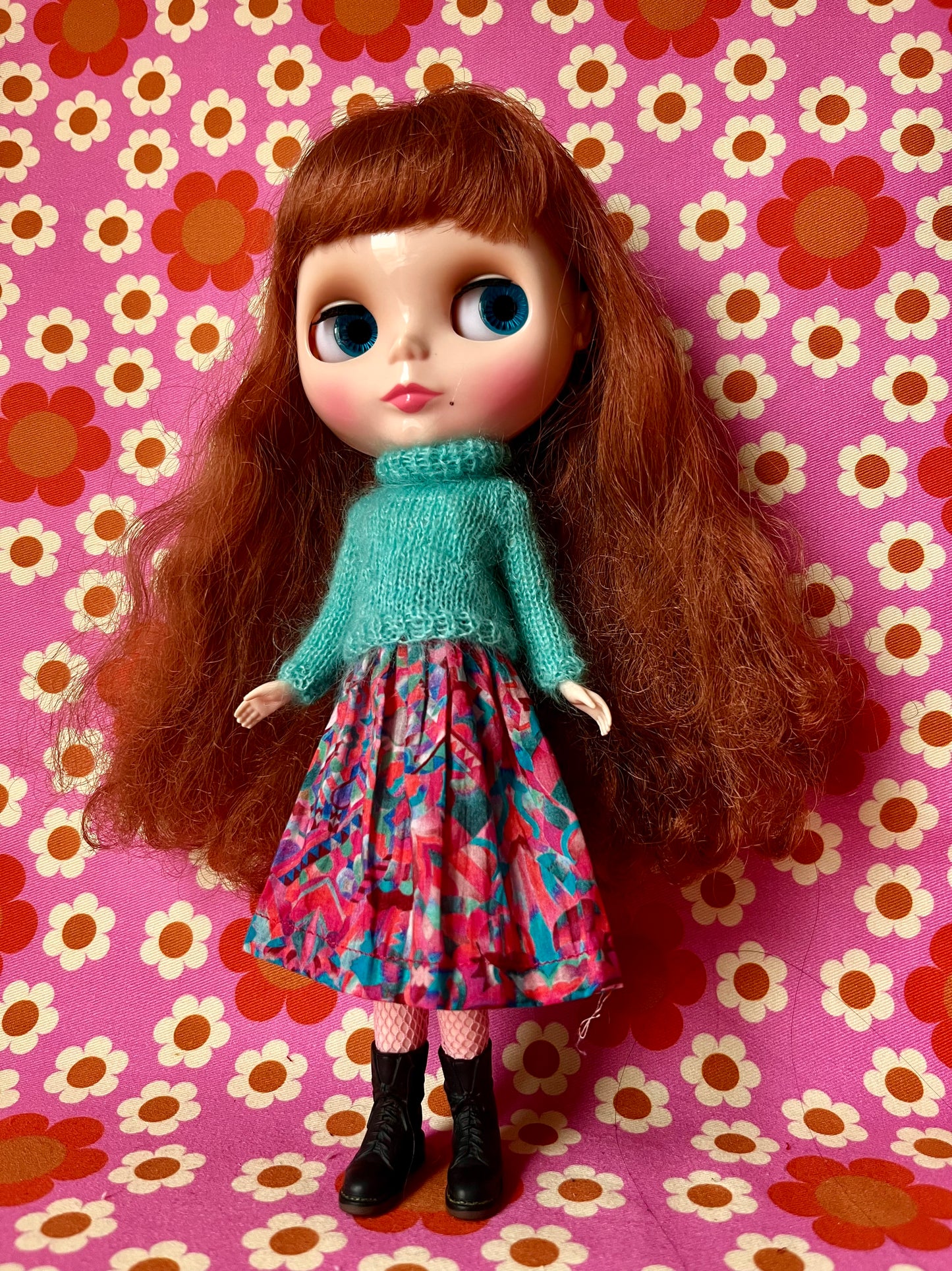 Liberty Skirt & Mohair Sweater Set for Blythe Doll
