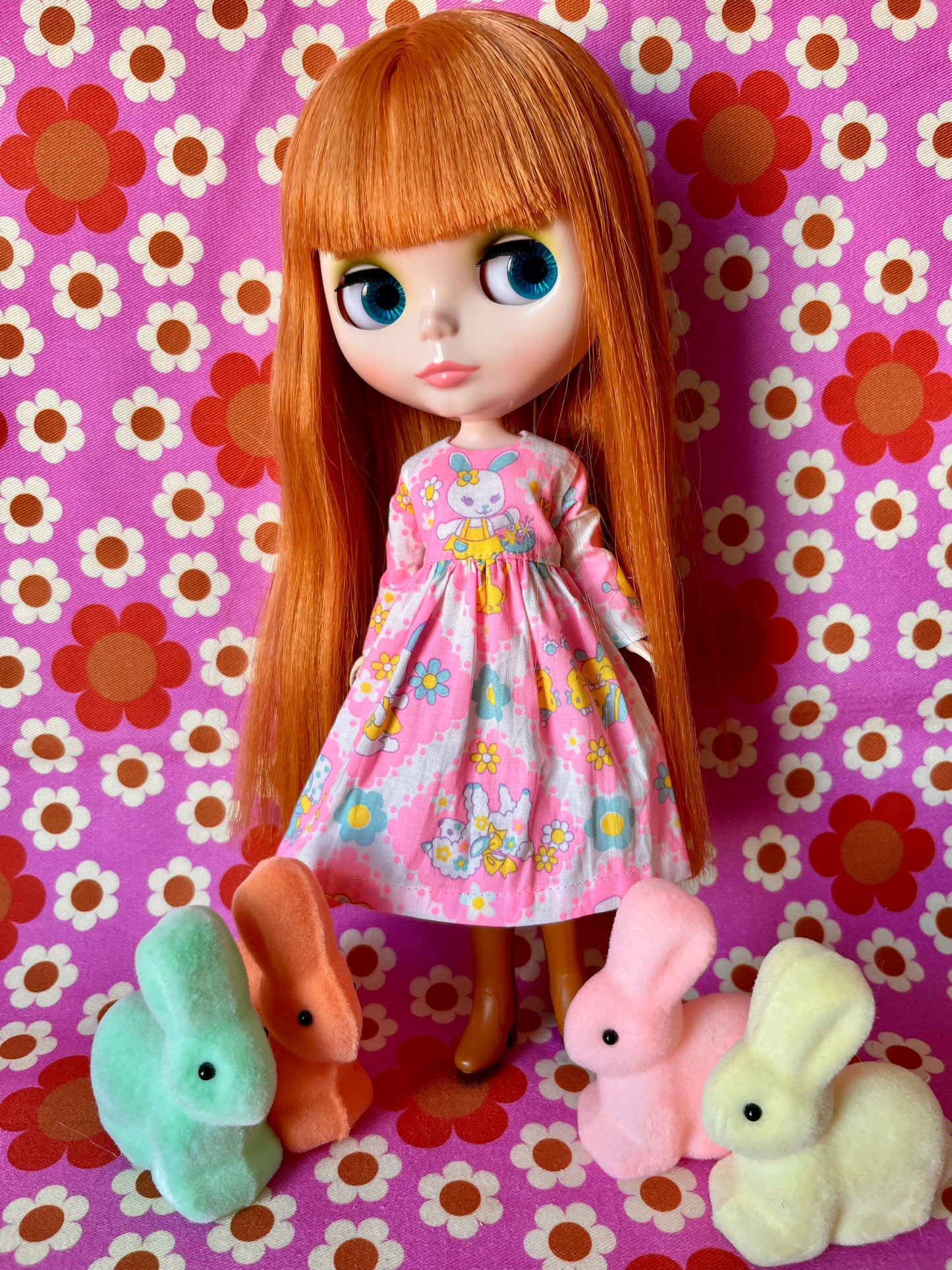 Pink Easter Bunny Dress for Blythe Doll.