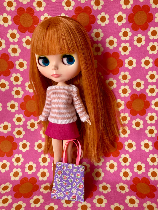 Breton Sweater, Skirt & Bag for Blythe Doll