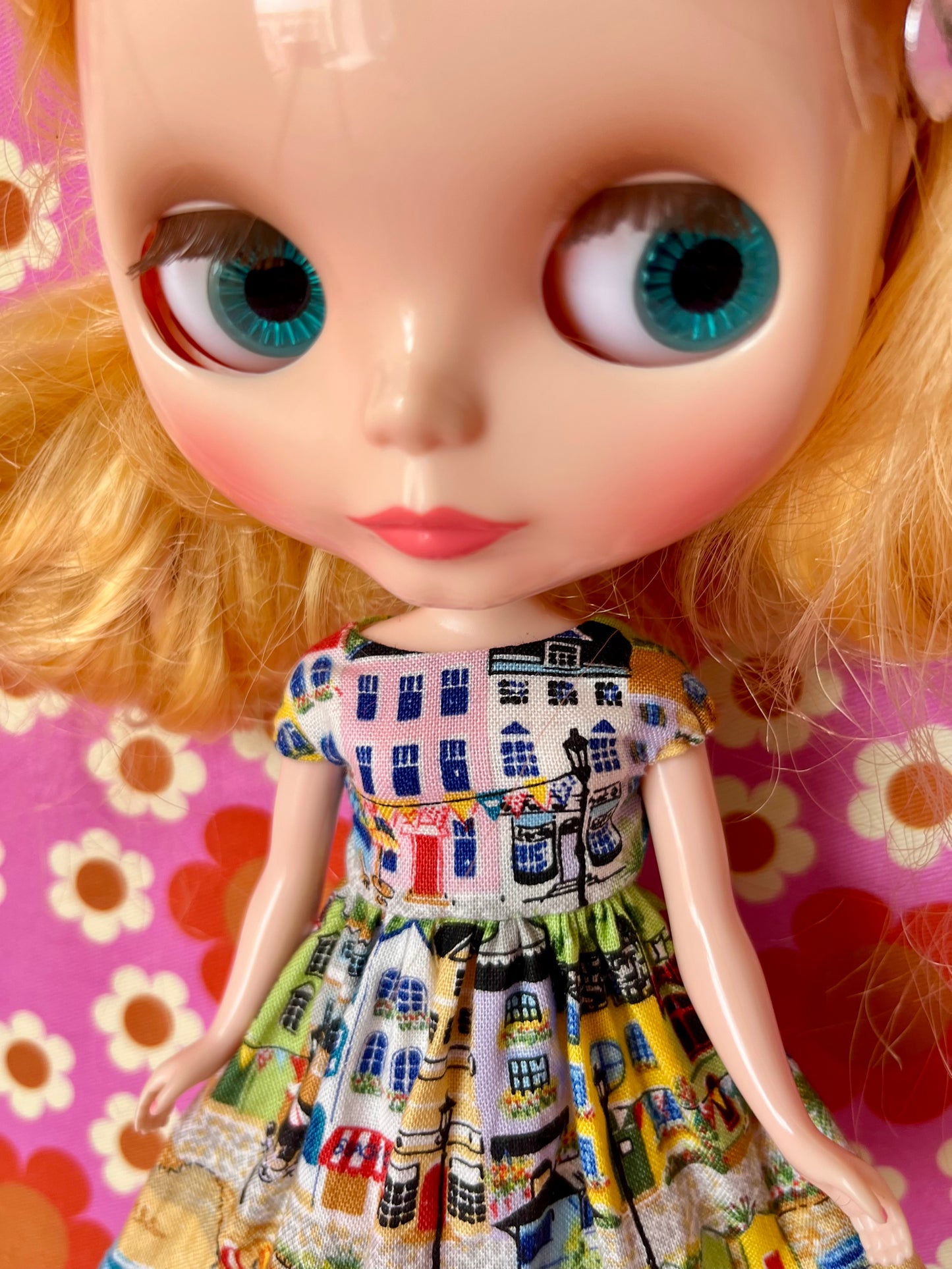 Seaside Summer Cap Sleeve Dress for Blythe Doll