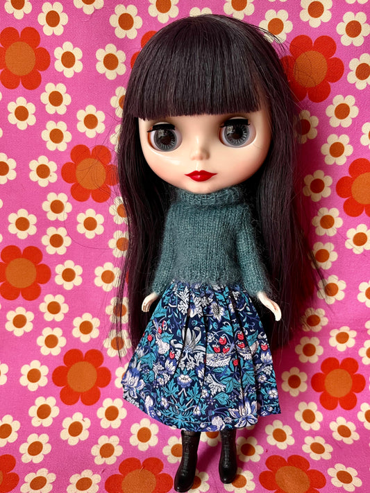 Liberty Skirt & Mohair Sweater Set for Blythe Doll