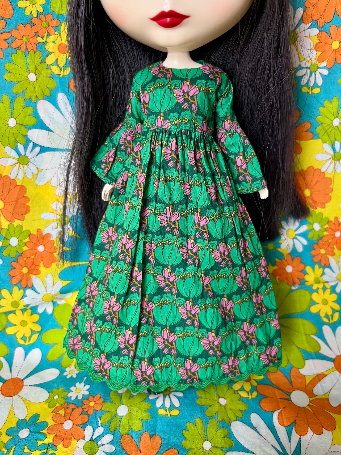 Liberty Tudor Tulip Green  Psychedelic Dress