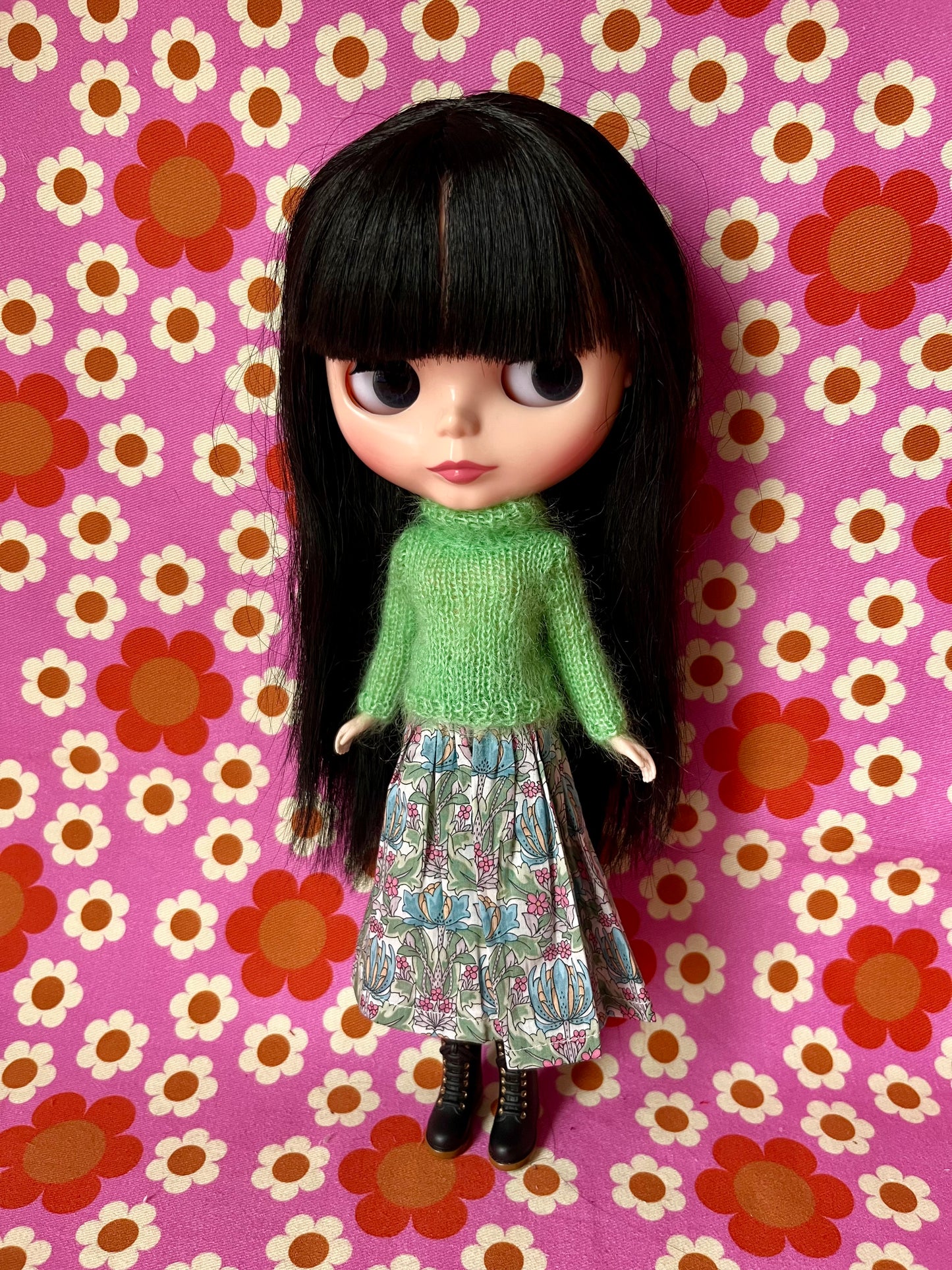 Liberty Skirt & Mohair Sweater Set for Blythe Doll