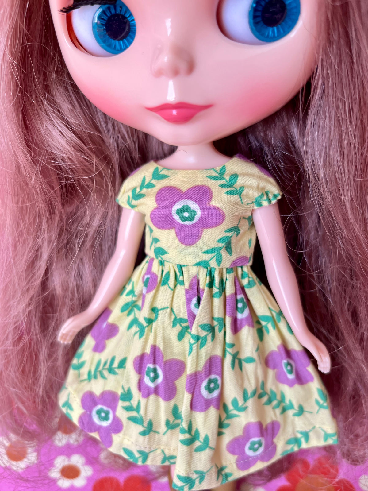 Yellow Daisy Summer Cap Sleeve Dress for Blythe Doll