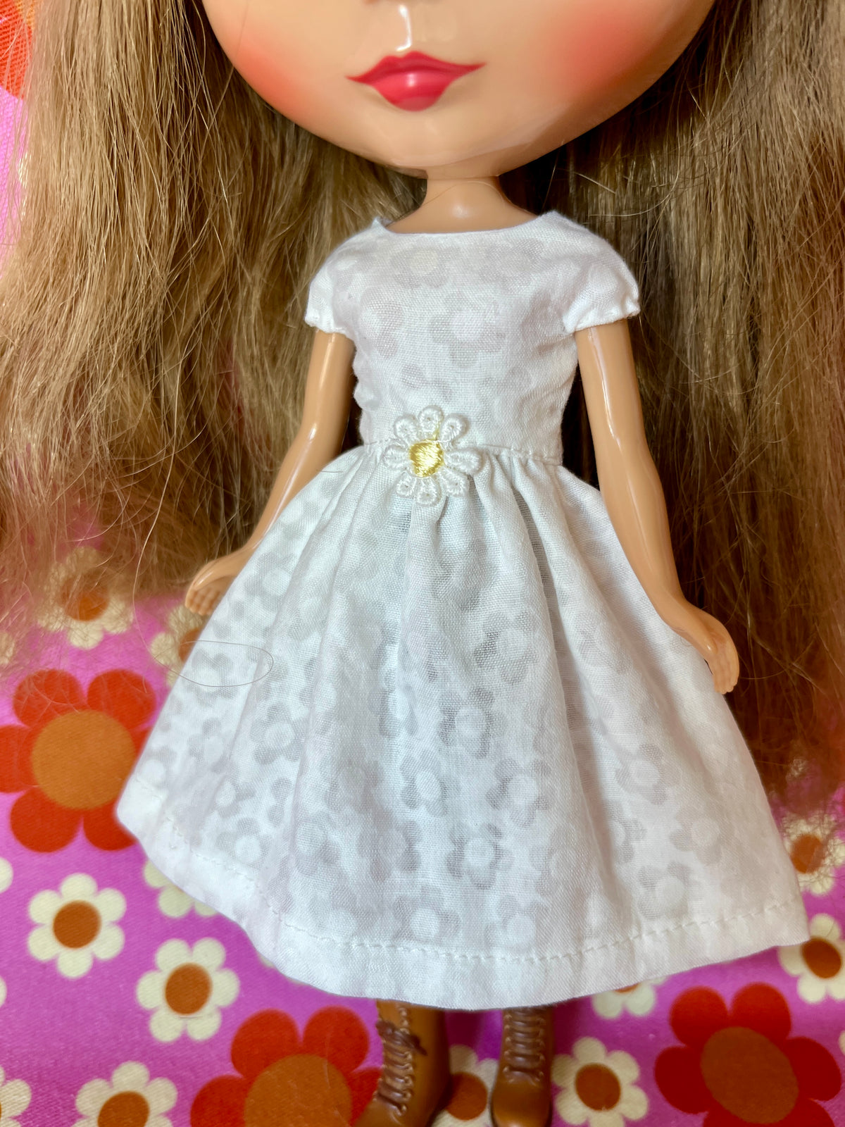 Daisy Cap Sleeve Dress for Blythe Doll (Yellow Daisy)