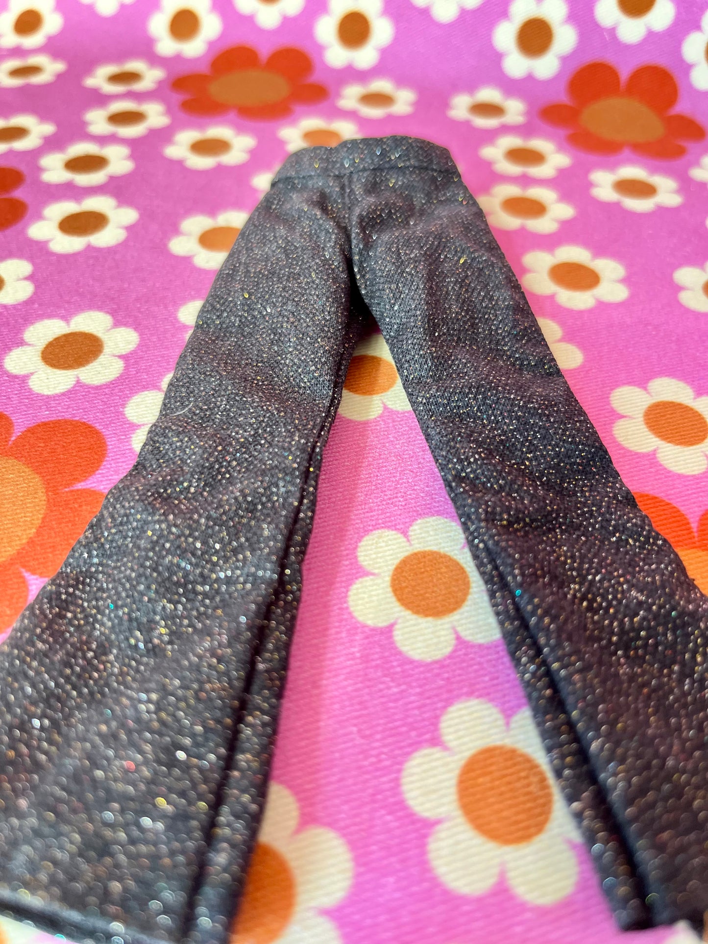 Black Glitter Sparkle Flared Jeans Trousers for Blythe Doll Limited!