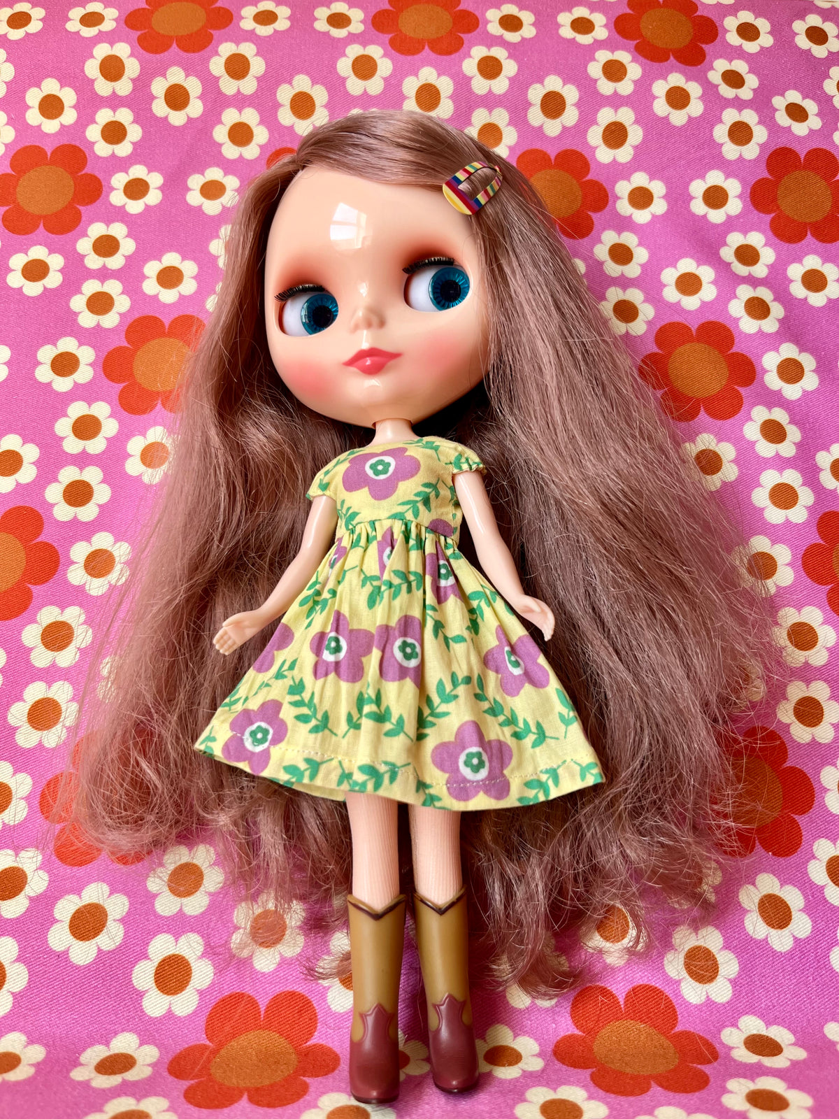 Yellow Daisy Summer Cap Sleeve Dress for Blythe Doll
