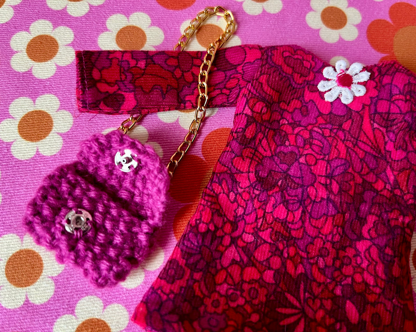 Liberty Corduroy Shift dress with sleeves & Bag which opens