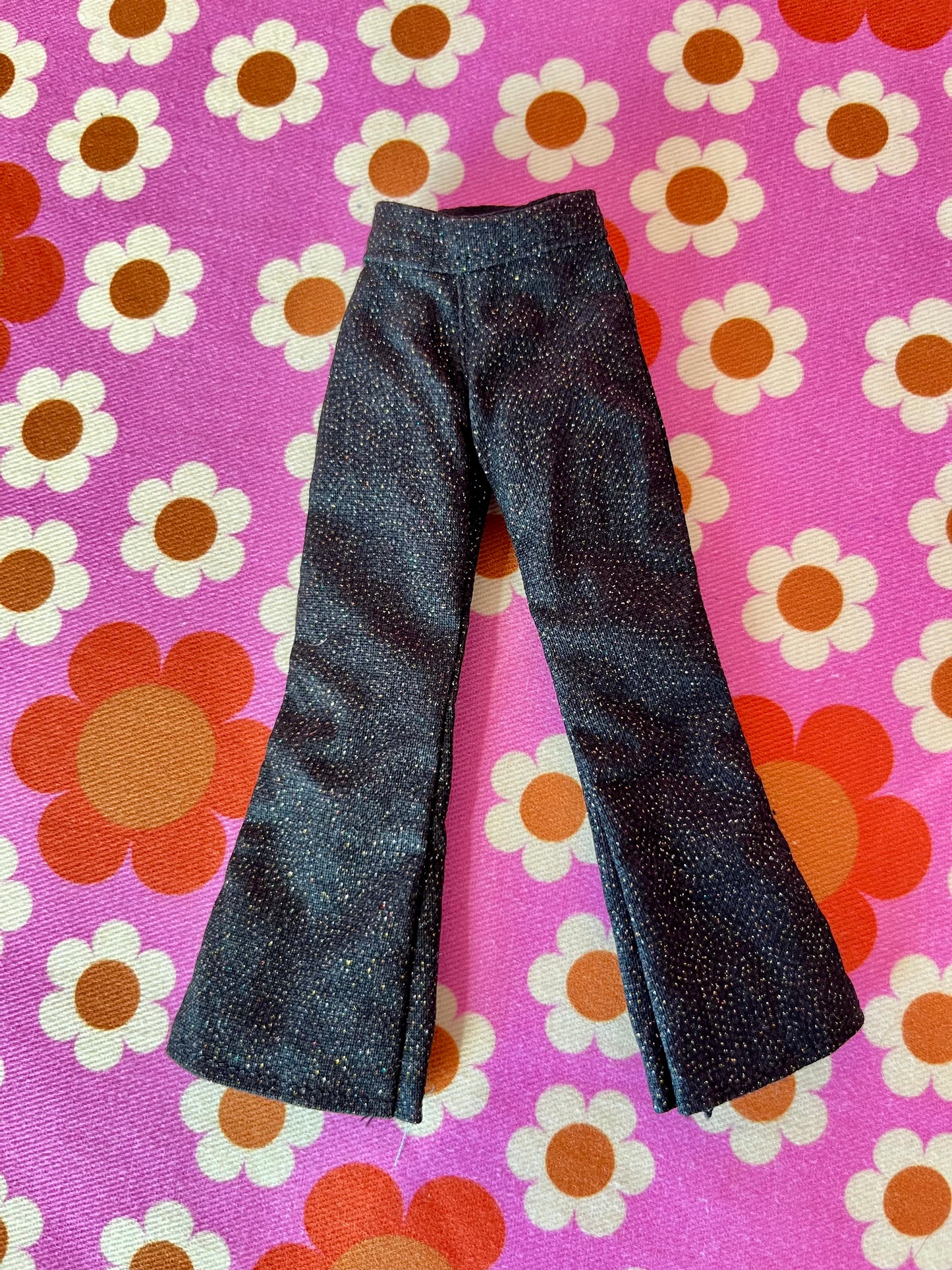 Black Glitter Sparkle Flared Jeans Trousers for Blythe Doll Limited!