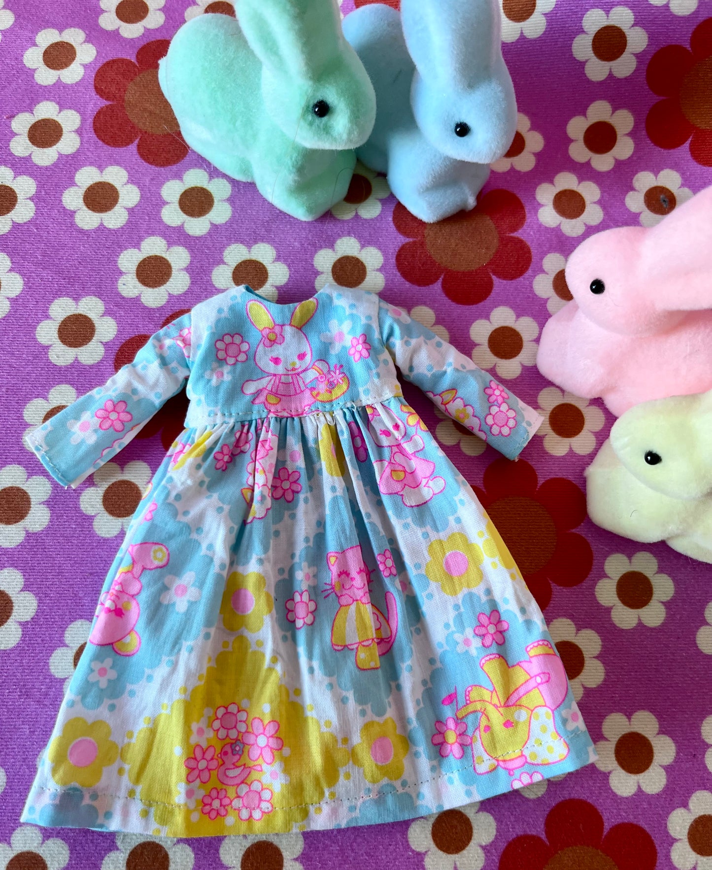 Blue Easter Bunny Family Dress for Blythe Doll.