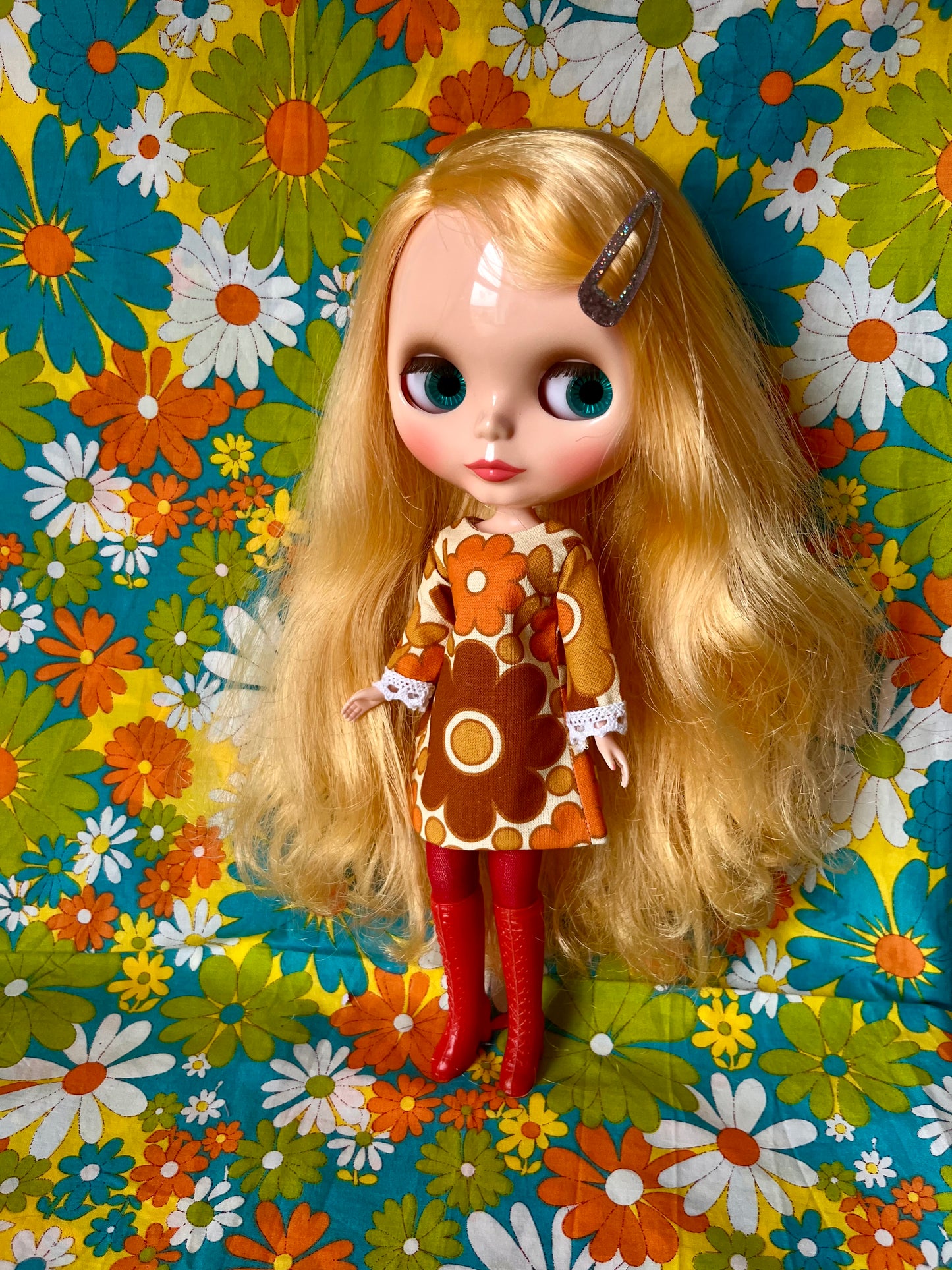 Alice Apple Mod Shift dress with sleeves OOAK