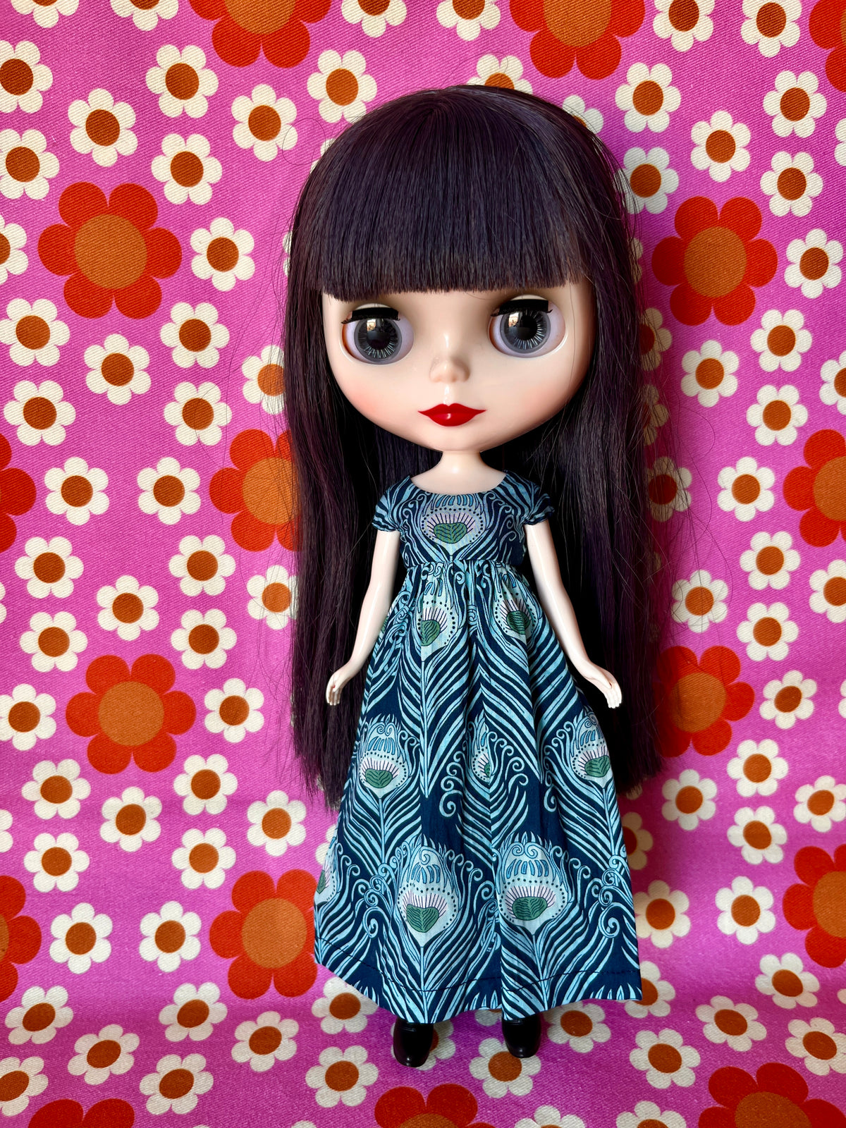 Goth Austen Liberty Regency Dress for Blythe Doll Peacock