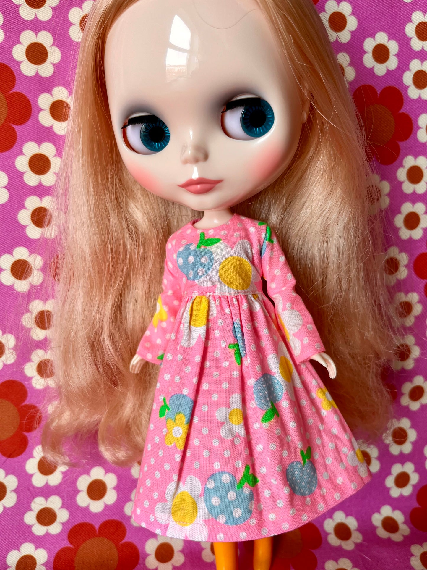 Pink Daisy Long Sleeve Dress for Blythe Doll