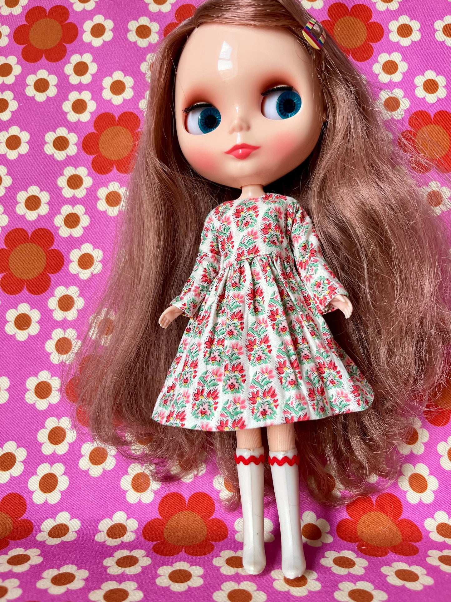 Liberty Pink Motif Valentine Dress for Blythe Doll