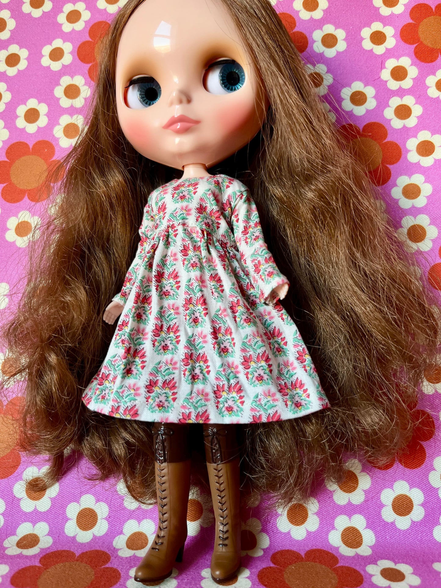 Liberty Pink Motif Valentine Dress for Blythe Doll
