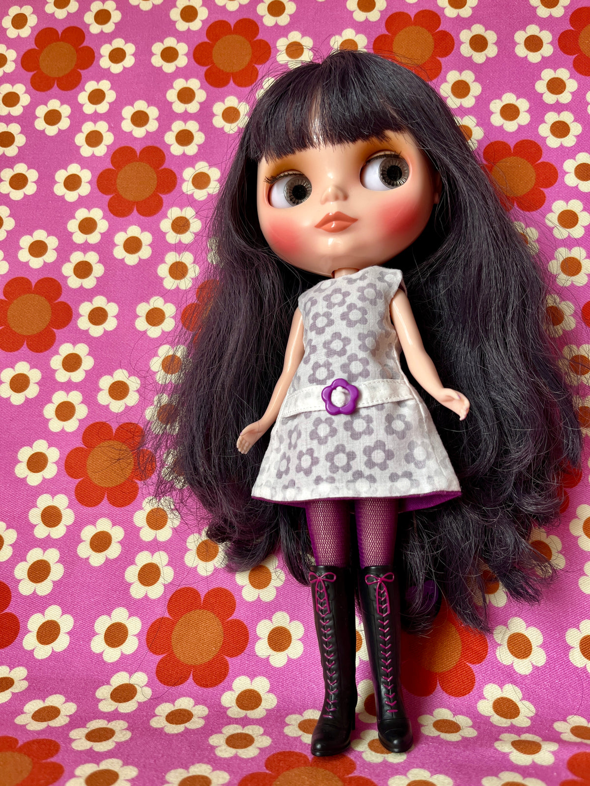 Purple Daisy Buckle Mod Cilla Shift dress