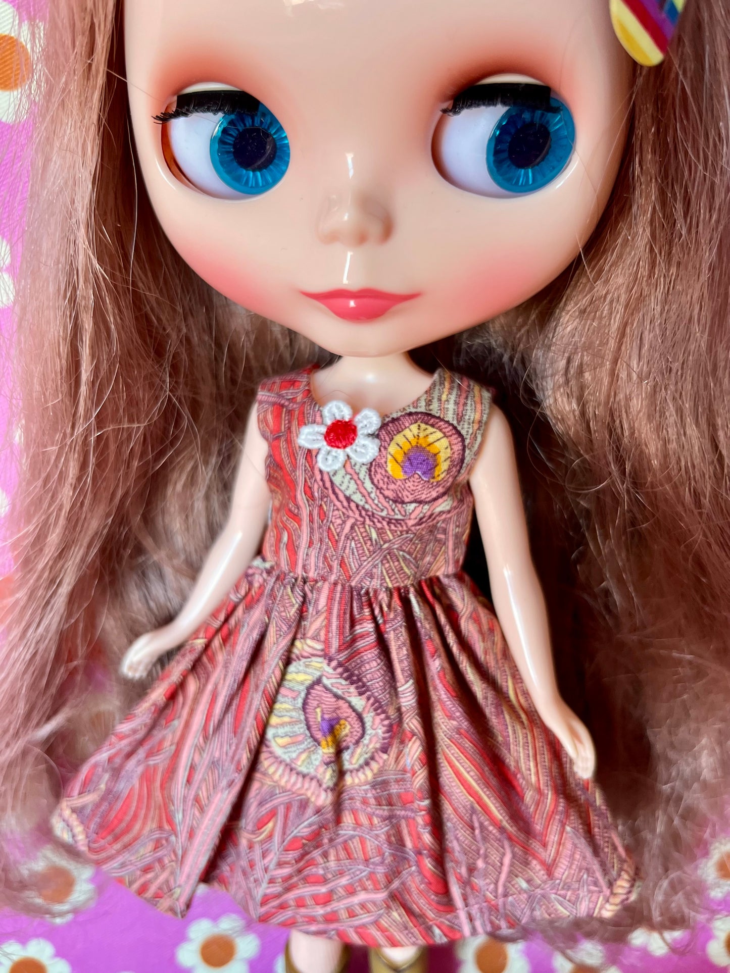 Peacock Feather Summer Simple Sleeveless Dress for Blythe