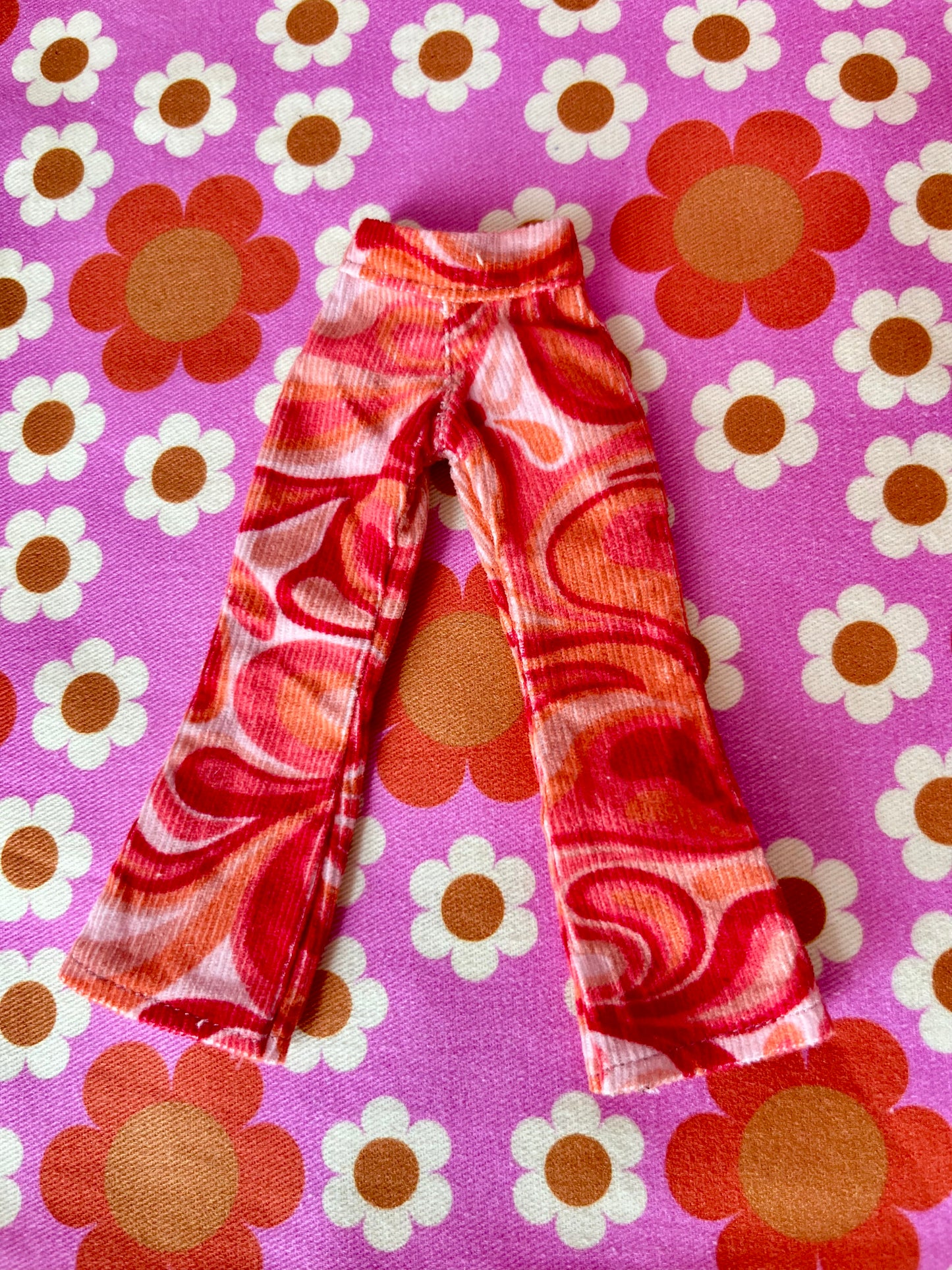 Psychedelic Flared Jeans Corduroy Trousers for Blythe Doll
