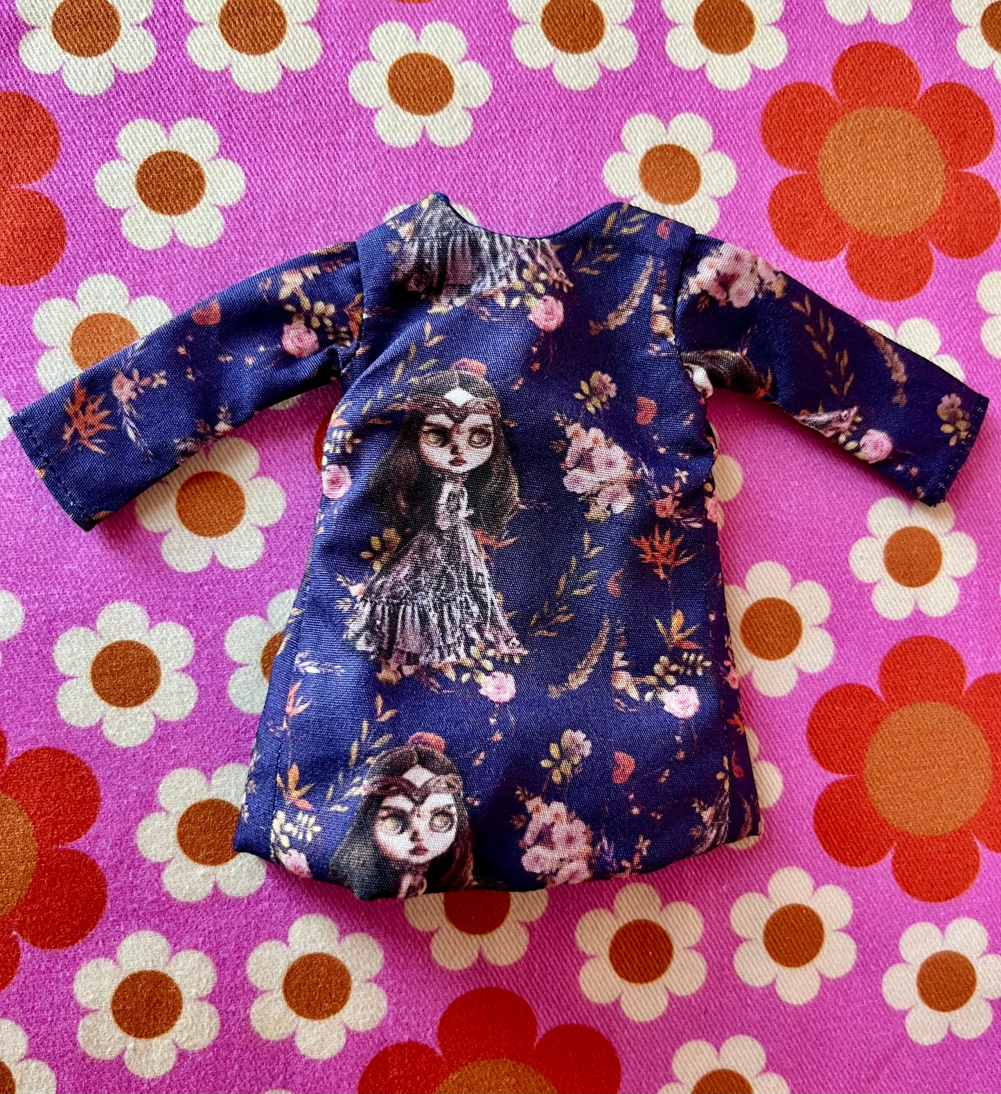 Splattergirl Purple Fabric Long Sleeve Shift Dress for Blythe Doll