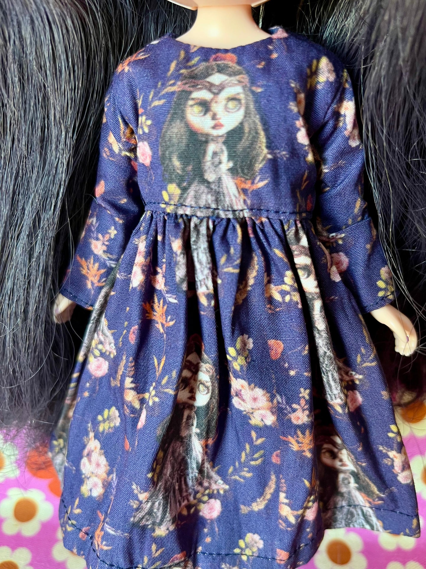 Splattergirl Purple Fabric Long Sleeve Dress for Blythe Doll